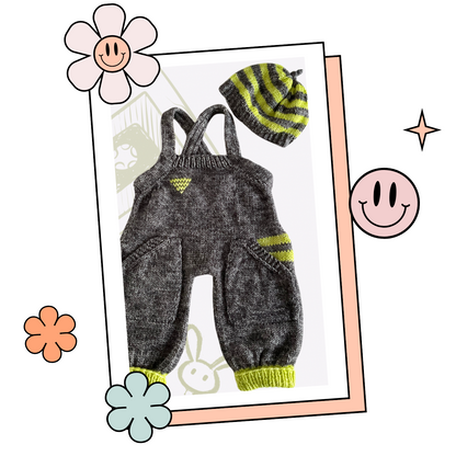 Wynn Baby Dungarees and Hat Set - Knitting Pattern