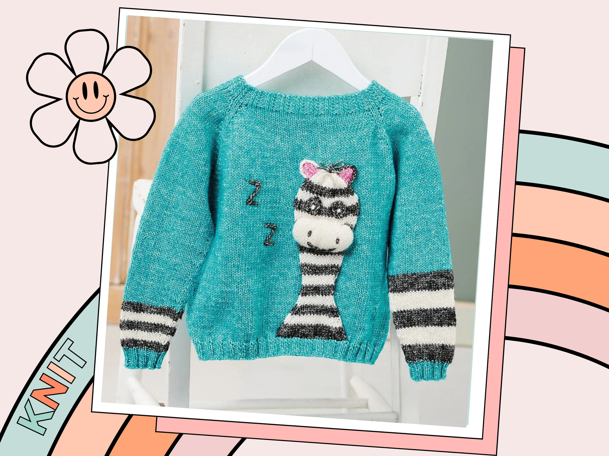 simple kids seamless zebra cardigan knitting pattern, zebra motif on the back of this easy to follow sweater pattern