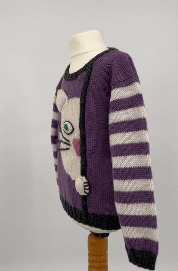 Peek a Boo Kitty Sweater knitting pattern JANE BURNS