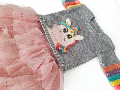 Little Unicorn, Baby & Toddler Intarsia Unicorn Jumper - Knitting Pattern