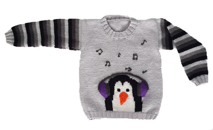 knitting pattern pdf, kids sweater knitting pattern, penguin christmas jumper for kids, jane burns, christmas jumper, penguin