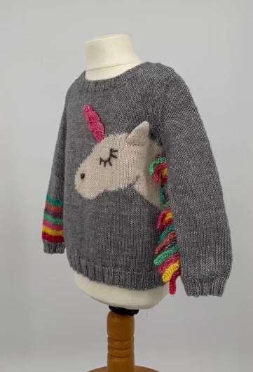 Unicorn and Rainbows Sweater Patterns KIDS knitting pattern JANE BURNS