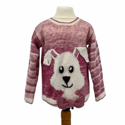 Bunny Hop, Kids Intarsia Rabbit Easter Sweater - Knitting Pattern