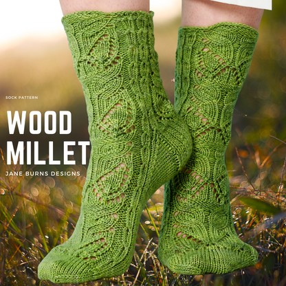 Wood Millet Socks, Lace Socks - Knitting Pattern