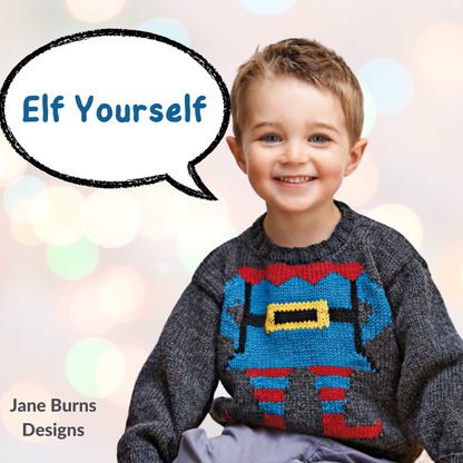 Elf Yourself, Kids Christmas Elf Jumper - Intarsia Knitting Pattern