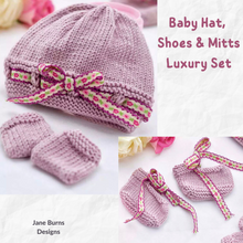 Load image into Gallery viewer, Baby Hat, Shoes and Mittens Luxury Set
