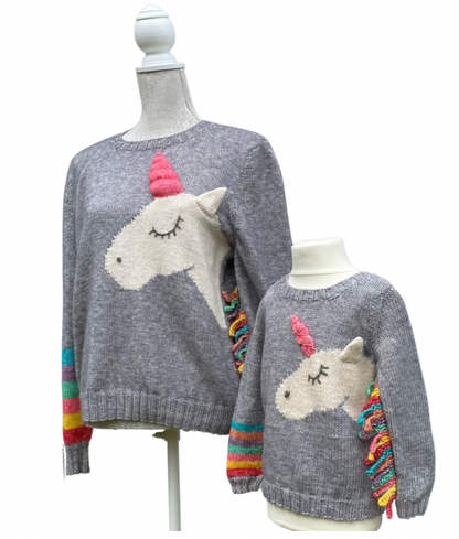 Unicorn & Rainbows KIDS Sweater Pattern, Intarsia Unicorn Jumper - Knitting Pattern