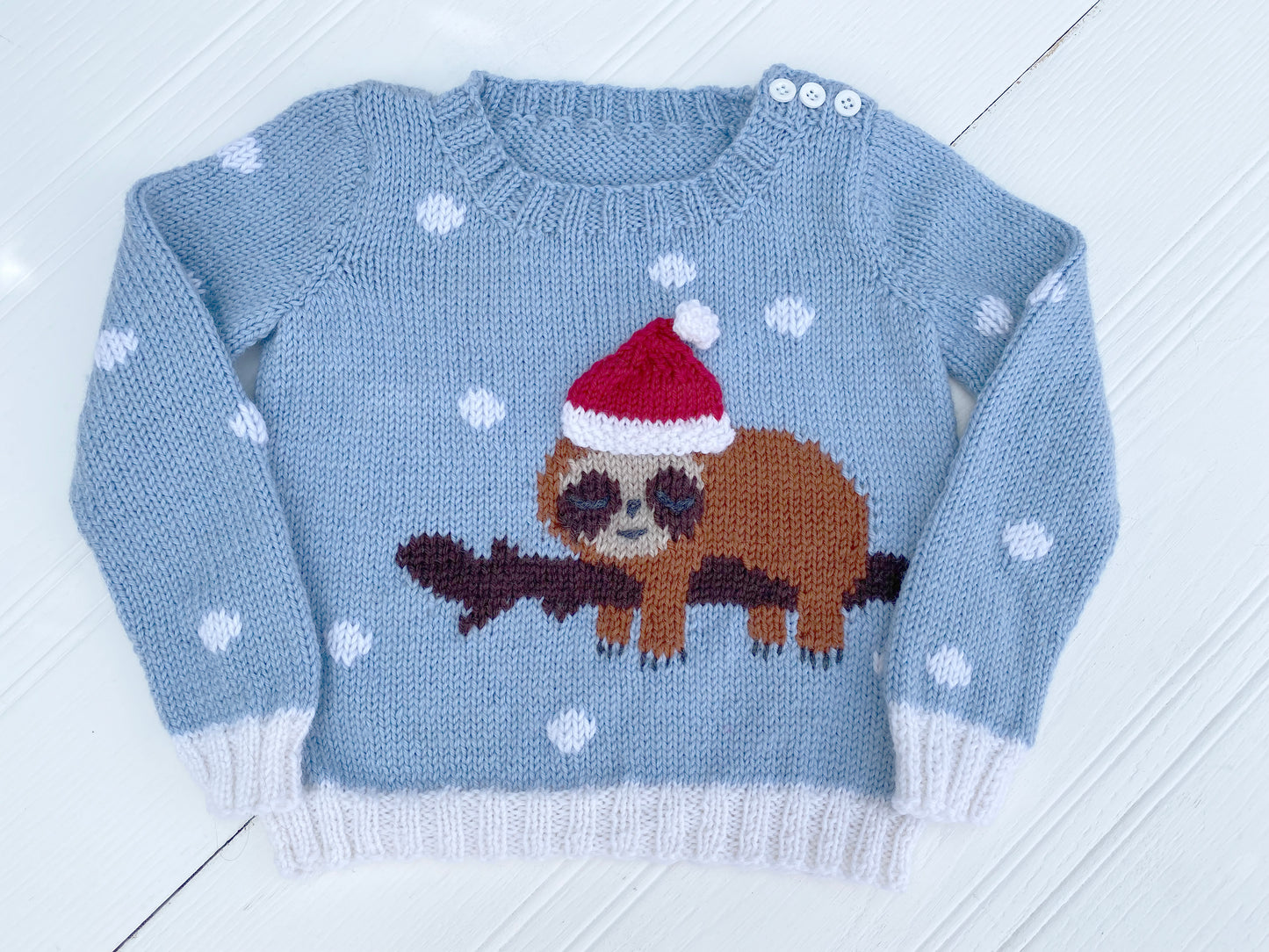 Kids sleepy sloth christmas jumper jane burns kids christmas jumper knitting pattern