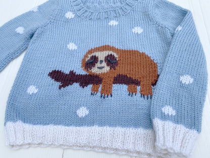 Sleepy Sloth Intarsia Christmas Sweater Knitting Pattern - Adult