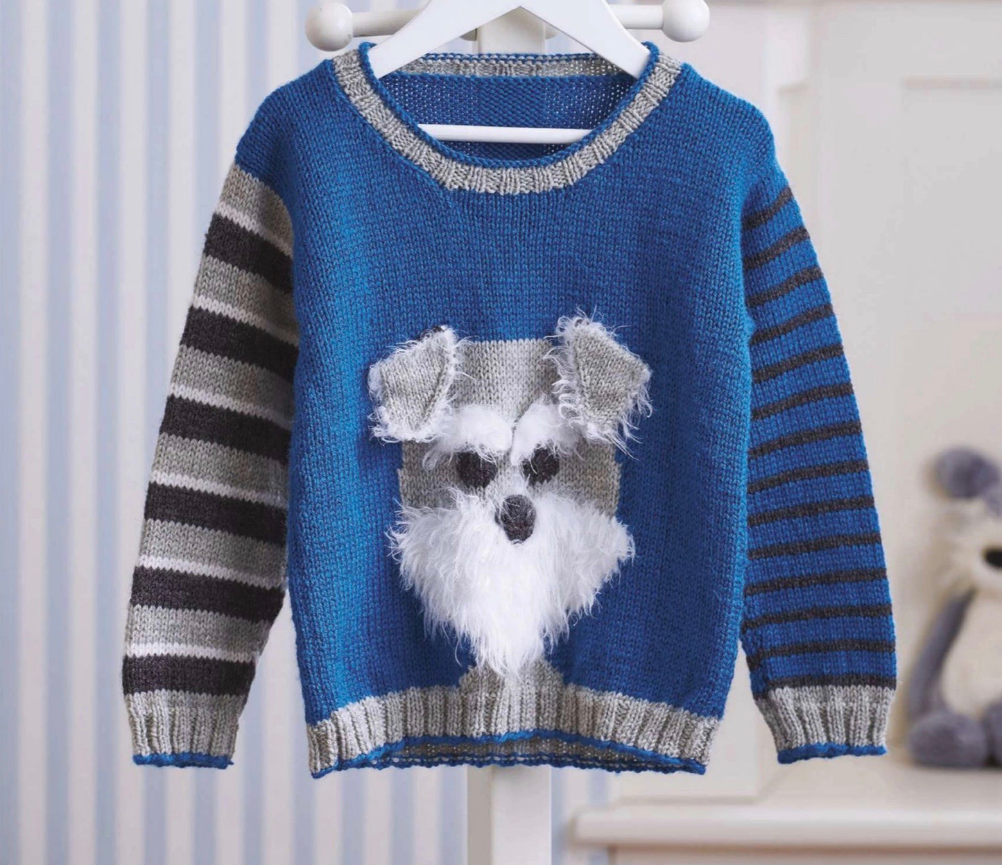 Bertie the Schnauzer. Kids Intarsia Dog Sweater - Knitting Pattern