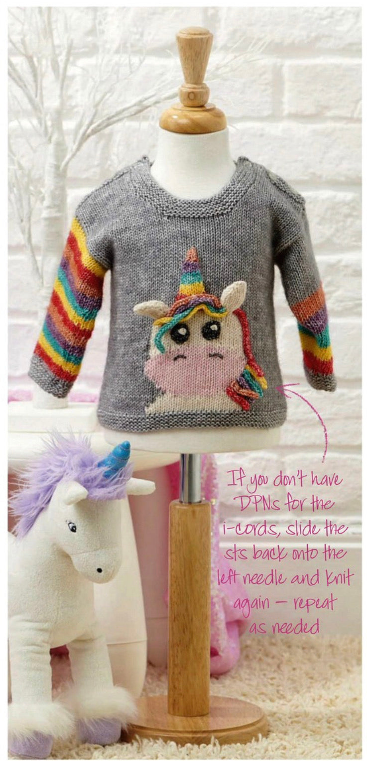 Little Unicorn, Baby & Toddler Intarsia Unicorn Jumper - Knitting Pattern