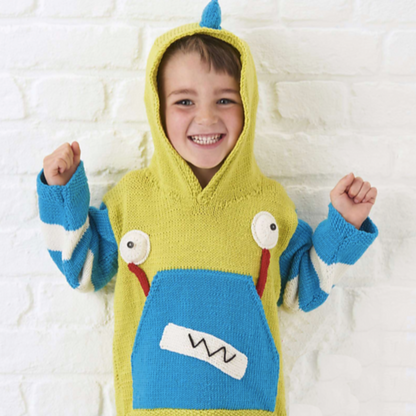 kooky critters kids monster hoodie knitting pattern jane burns