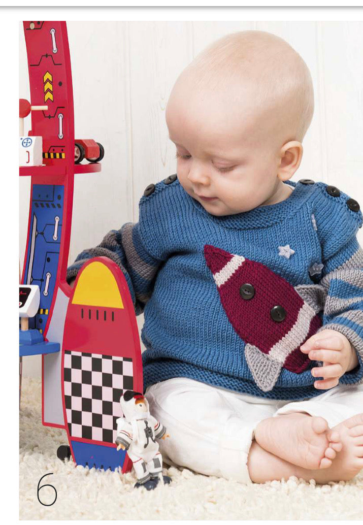 Little Rocket, Simple Baby Space Sweater - Knitting Pattern