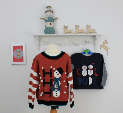 Snow Business, Kids Christmas Snowman Sweater - Knitting Pattern