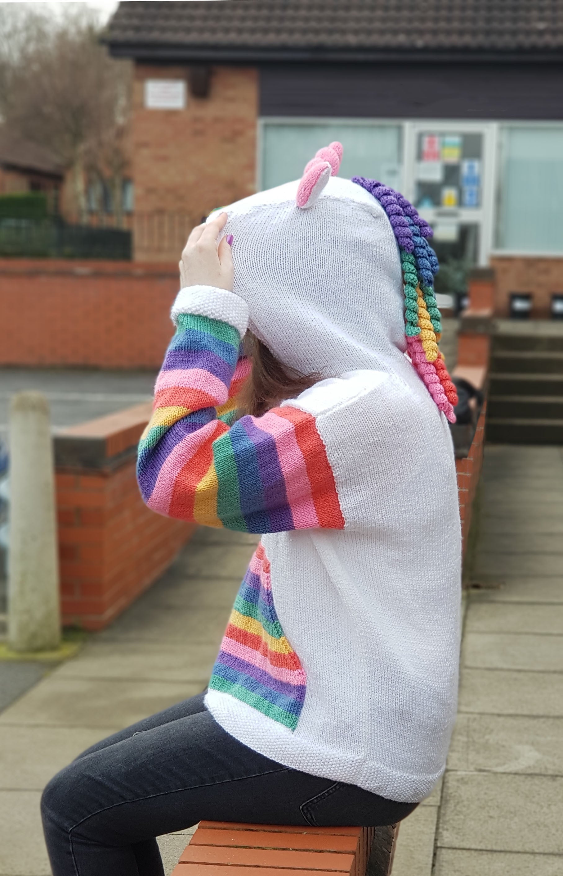 Adult mystical unicorn hoodie pattern jane burns knitting