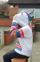 Load image into Gallery viewer, Adult mystical unicorn hoodie pattern jane burns knitting
