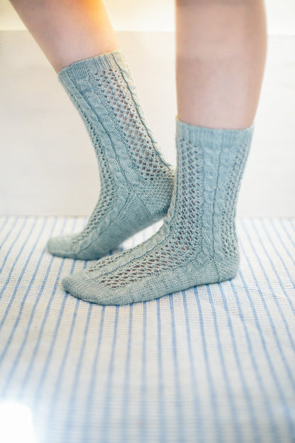 Twisting Ivy Socks, Cable and Lace Socks - Knitting Pattern