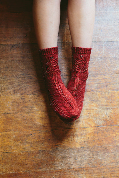 Sparkle Christmas Tree, Beaded Socks - Knitting Pattern