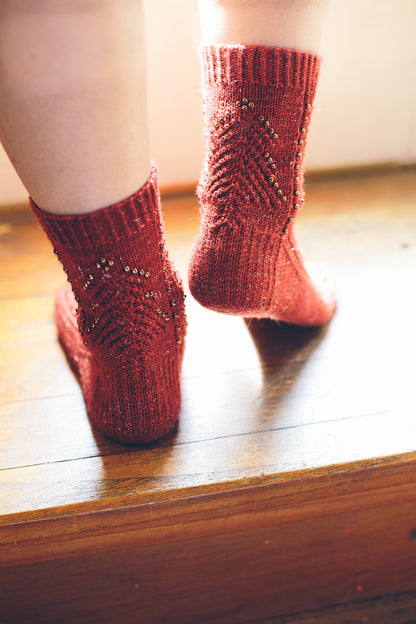 Sparkle Christmas Tree, Beaded Socks - Knitting Pattern