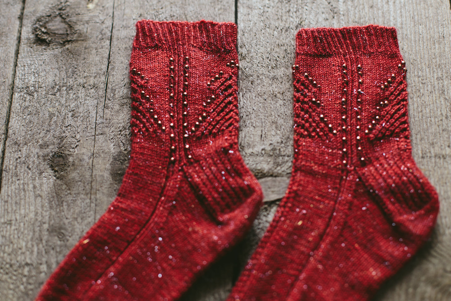 Sparkle Christmas Tree, Beaded Socks - Knitting Pattern