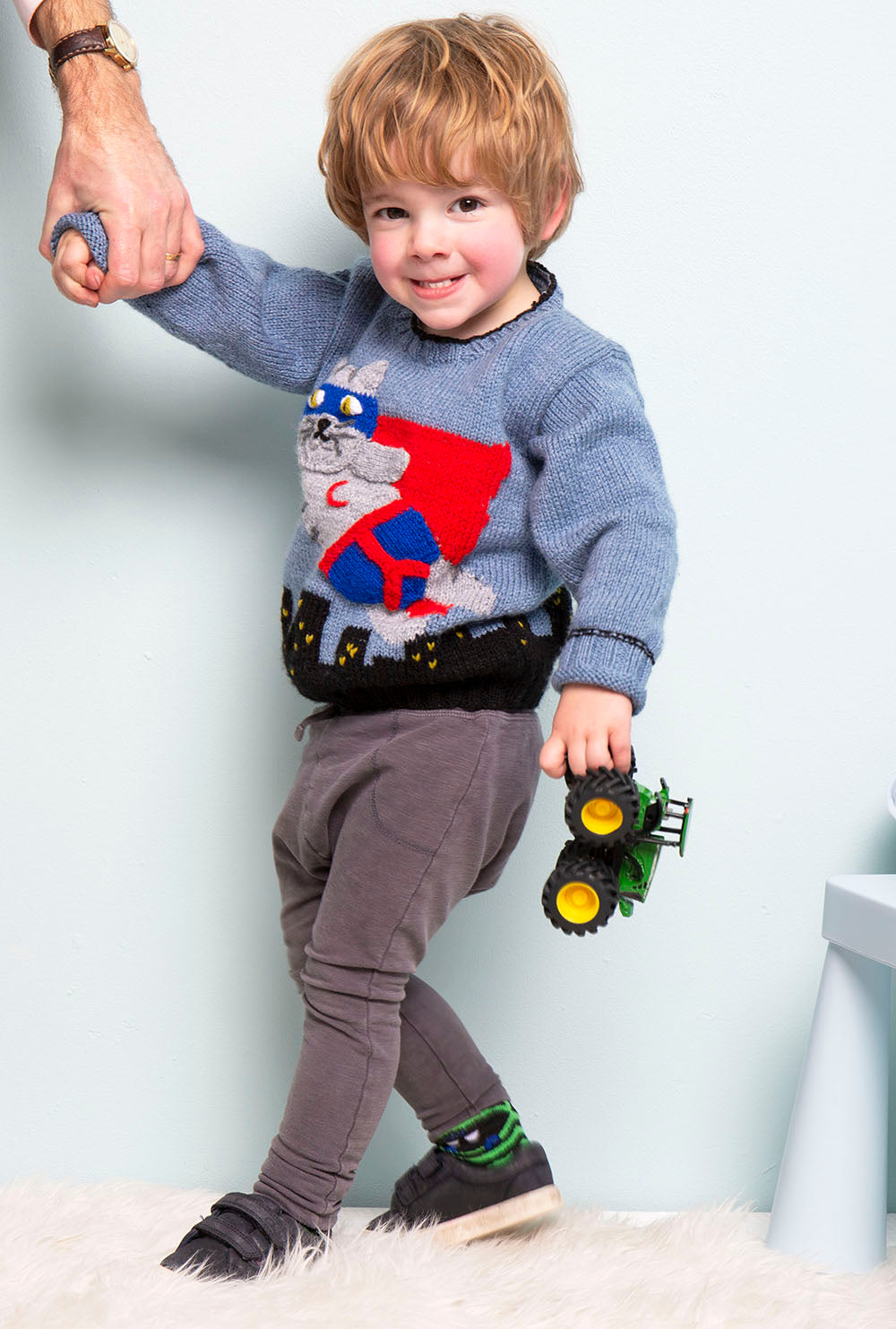 Frank the Super Cat, Kids Superhero Sweater - Knitting Pattern