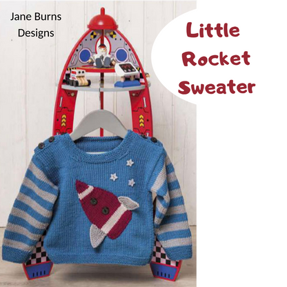 Little Rocket, Simple Baby Space Sweater - Knitting Pattern