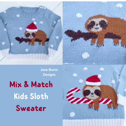 Kids sleepy sloth christmas jumper jane burns kids christmas jumper knitting pattern