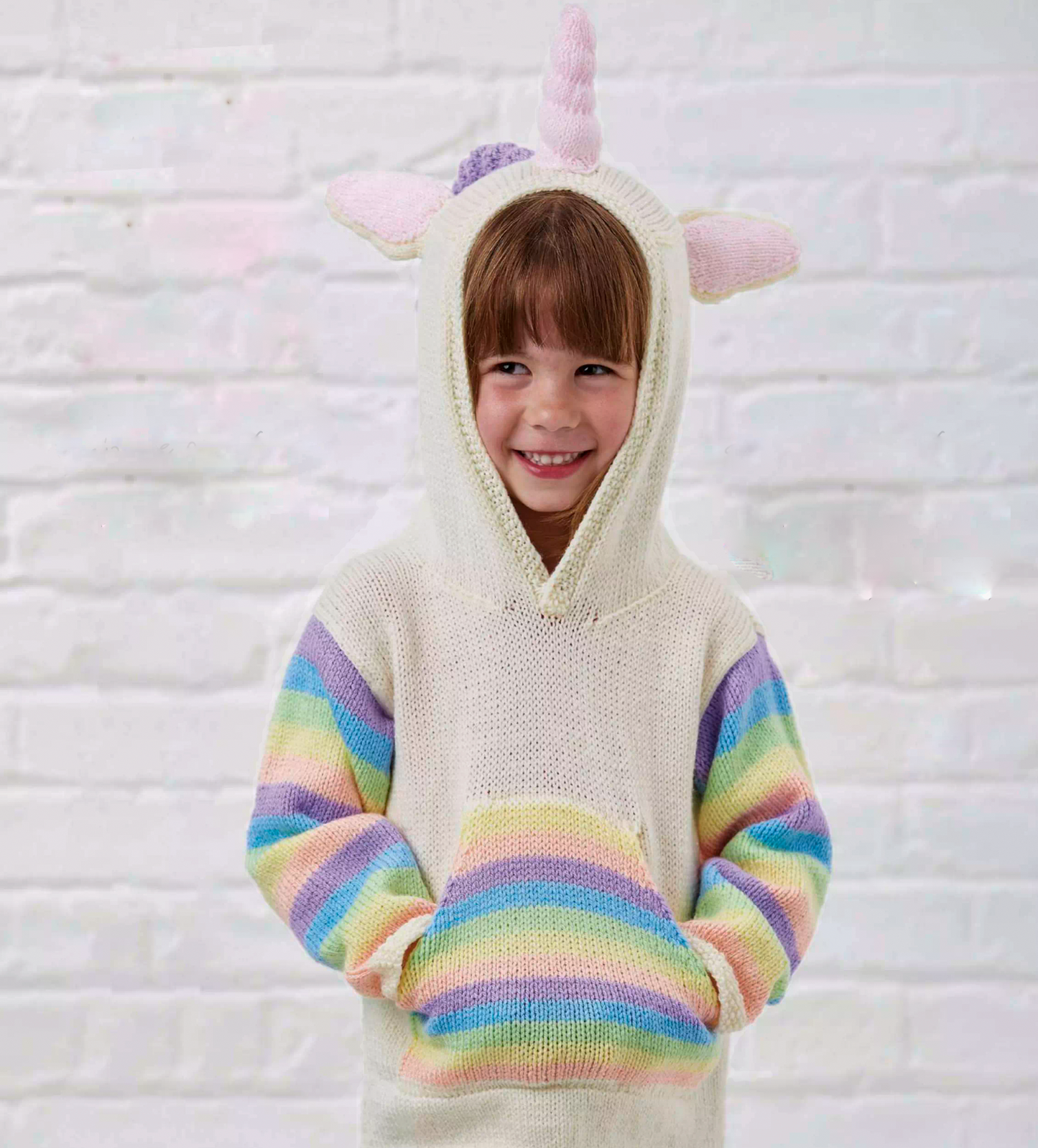 Mystical Unicorn Hoodie, Simple Kids Hooded Sweater - Knitting Pattern