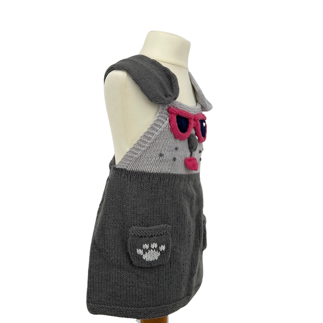 Peppy Puppy Pinafore Dress, Baby & Toddler Dog Themed Dress - Knitting Pattern