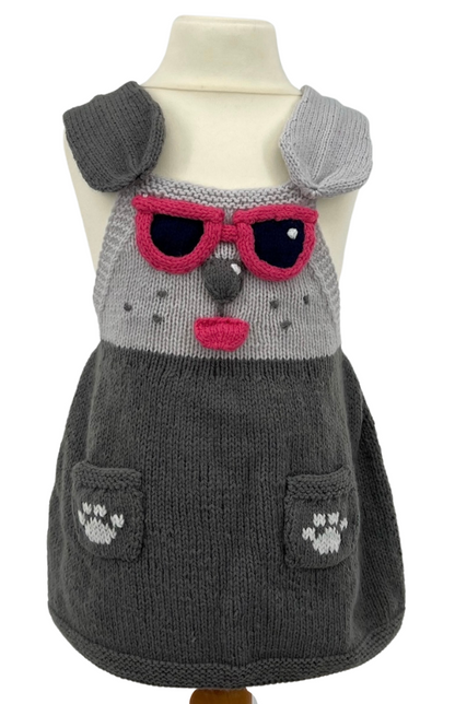 Peppy Puppy Pinafore Dress, Baby & Toddler Dog Themed Dress - Knitting Pattern