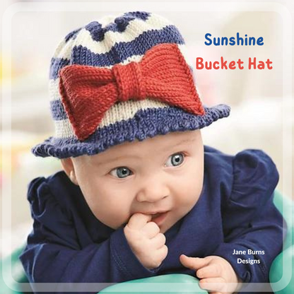 Sunshine Bucket Hat, Kids Nautical Bucket Hat - Knitting Pattern