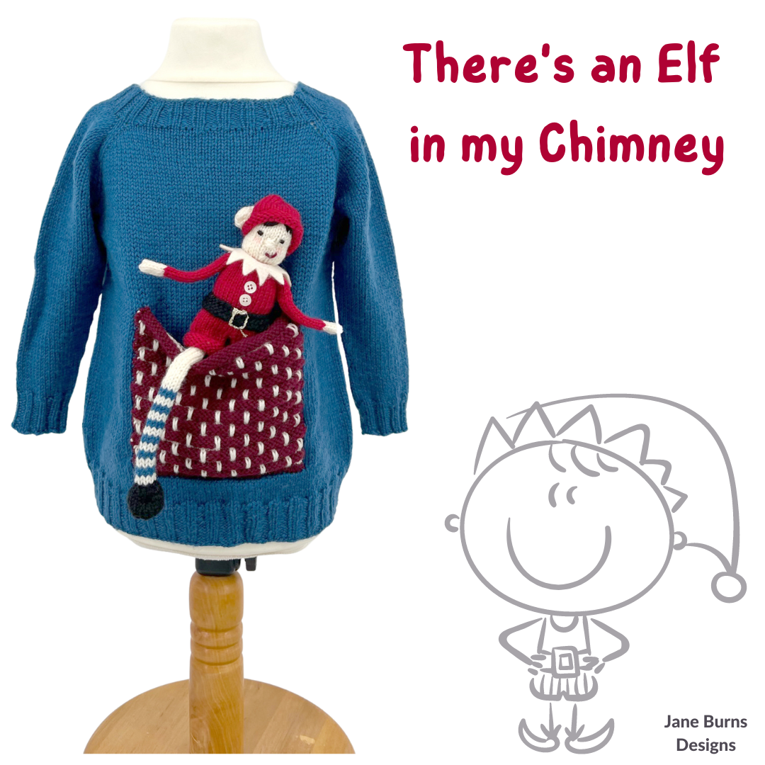 There is an Elf in my Chimney Sweater, Kids Christmas Jumper - Knitting Pattern