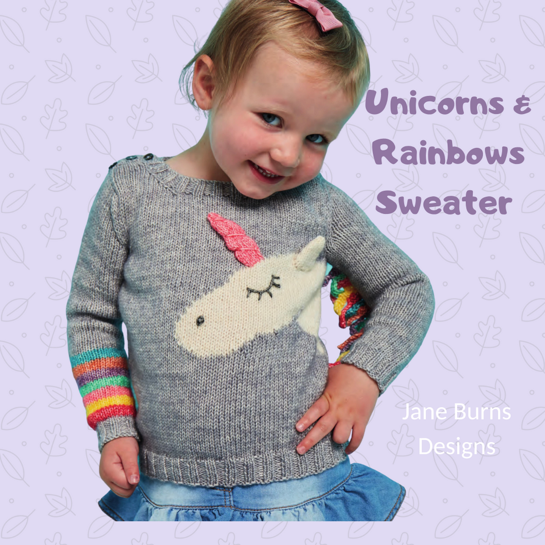 Unicorn and Rainbows Sweater kids Pattern JANE BURNS