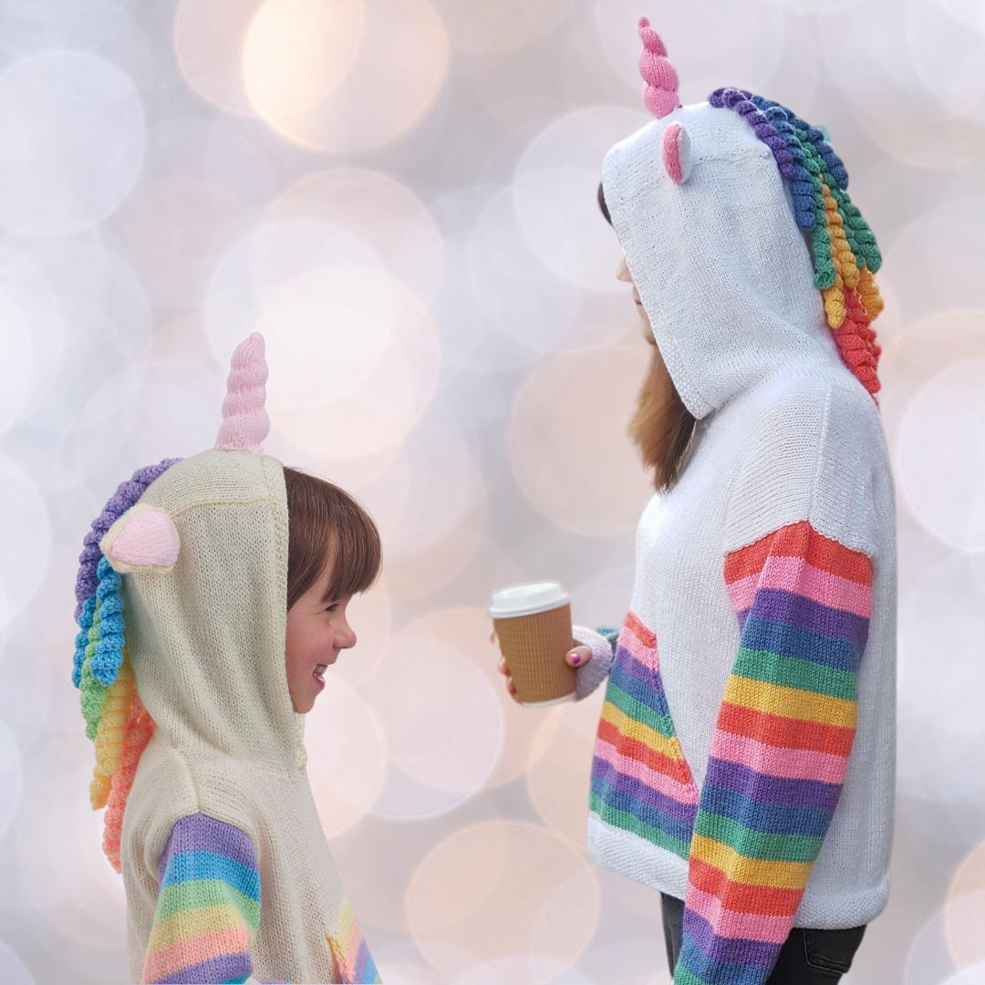 Mystical Unicorn Hoodie, Simple Kids Hooded Sweater - Knitting Pattern