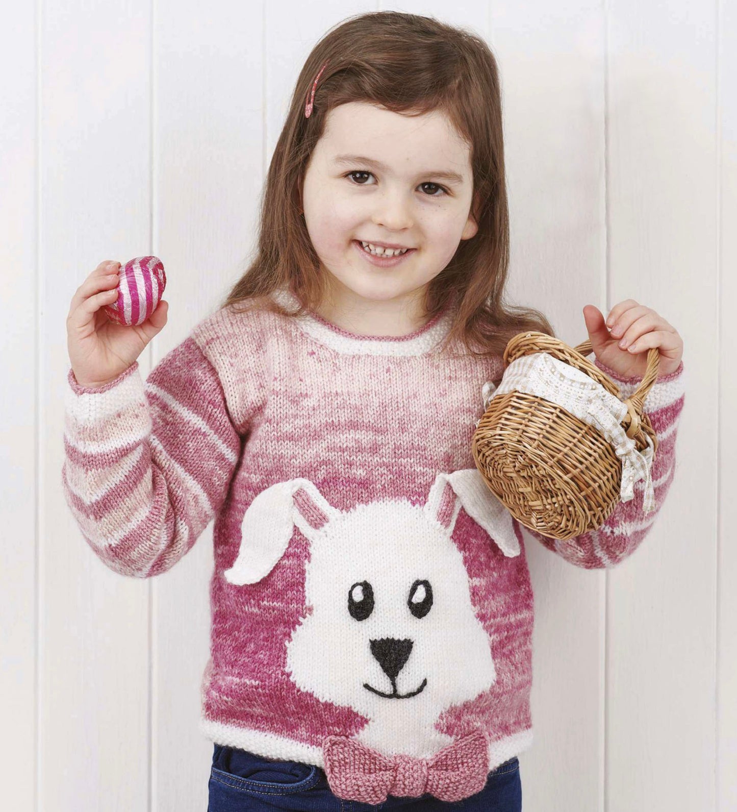 Bunny Hop, Kids Intarsia Rabbit Easter Sweater - Knitting Pattern