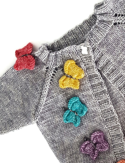 Butterflies and Rainbows, Kids Simple Seamless Cardigan - Knitting Pattern