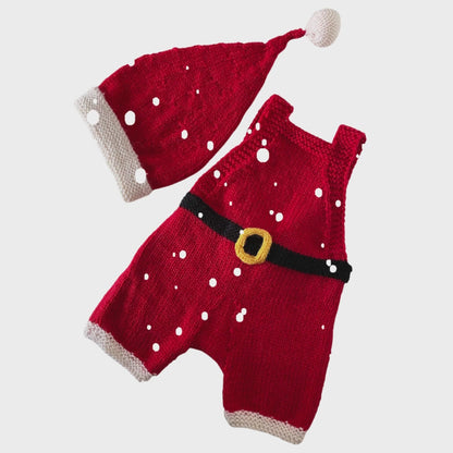 Santa Claus, Baby Christmas Romper & Hat Set - Knitting Pattern