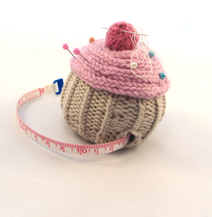 Crafters Cupcake, Tape measure and Pin Cushion - Knitting Pattern