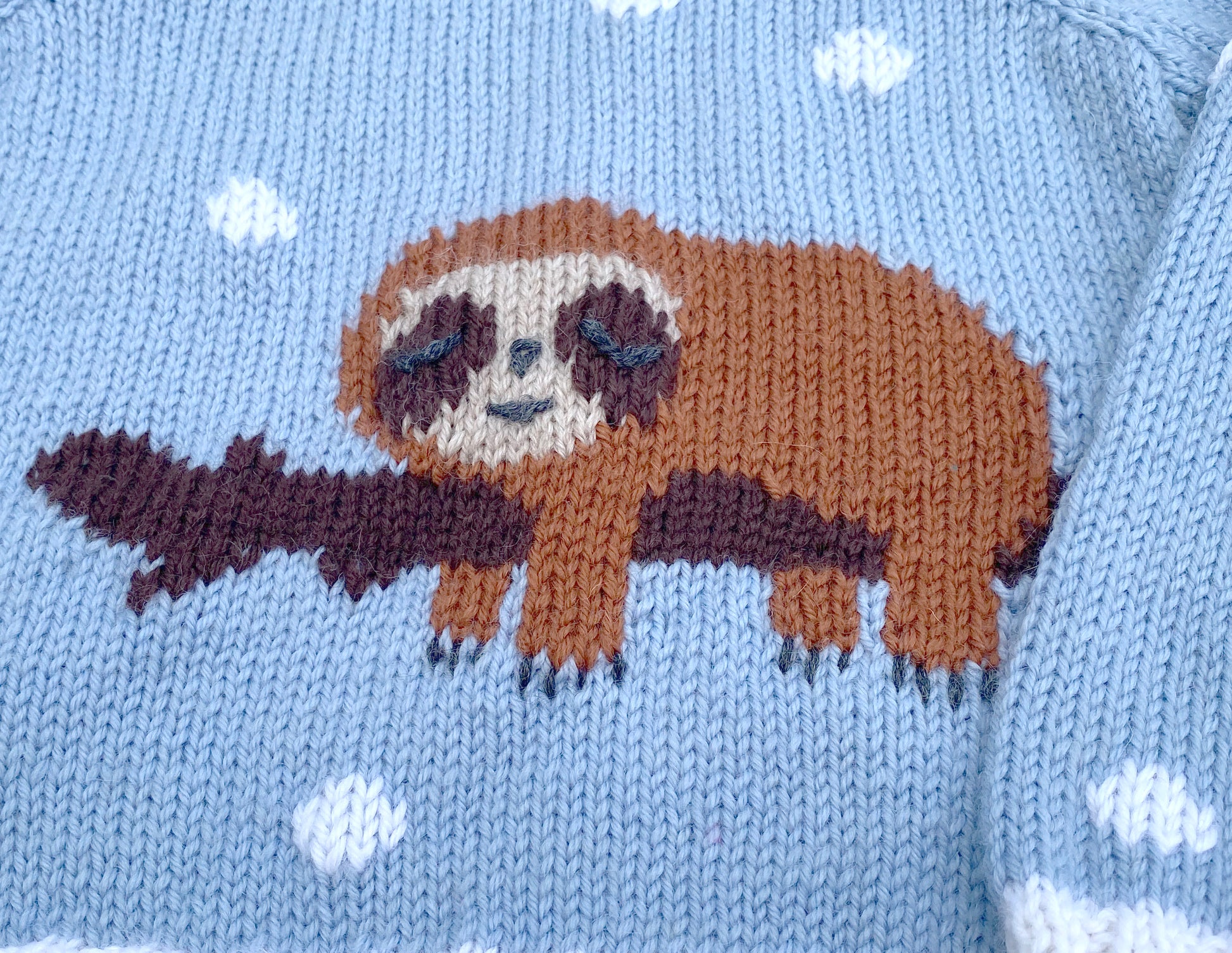 Kids sleepy sloth christmas jumper jane burns kids christmas jumper knitting pattern