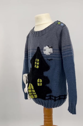 Ghost House Sweater with Mittens knitting pattern JANE BURNS