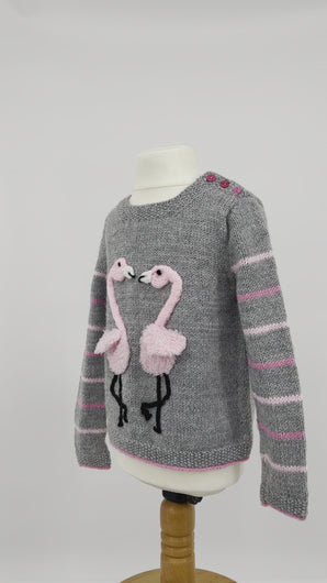 Fluffy Flamingo Sweater knitting pattern JANE BURNS