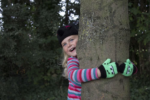 Frankenstein Mittens, Kids Simple Halloween Mitten - Knitting Pattern