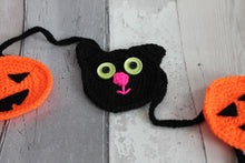 Load image into Gallery viewer, Black Cat &amp; Pumpkin Bunting, Halloween Garland
