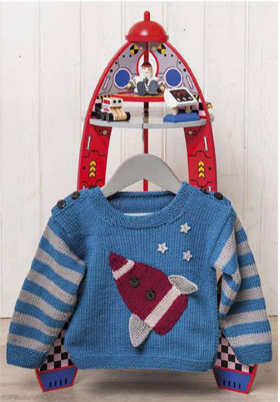 Little Rocket, Simple Baby Space Sweater - Knitting Pattern