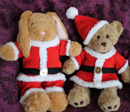 Santa and Mrs Claus Teddy Bear Outfits - Knitting Pattern