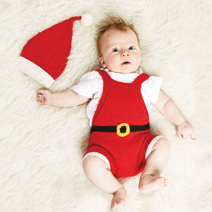Santa Claus, Baby Christmas Romper Hat Set Knitting Pattern