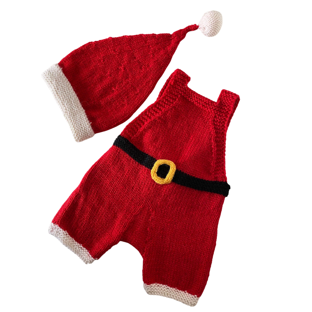 Santa Claus, Baby Christmas Romper & Hat Set - Knitting Pattern