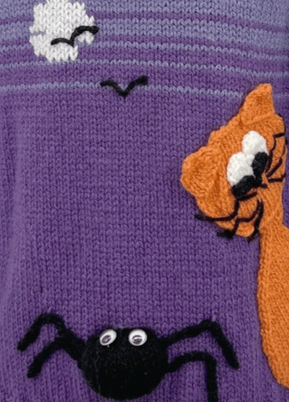 scaredy cat spooky spider halloween jumper jane burns simple kids sweater knitting pattern